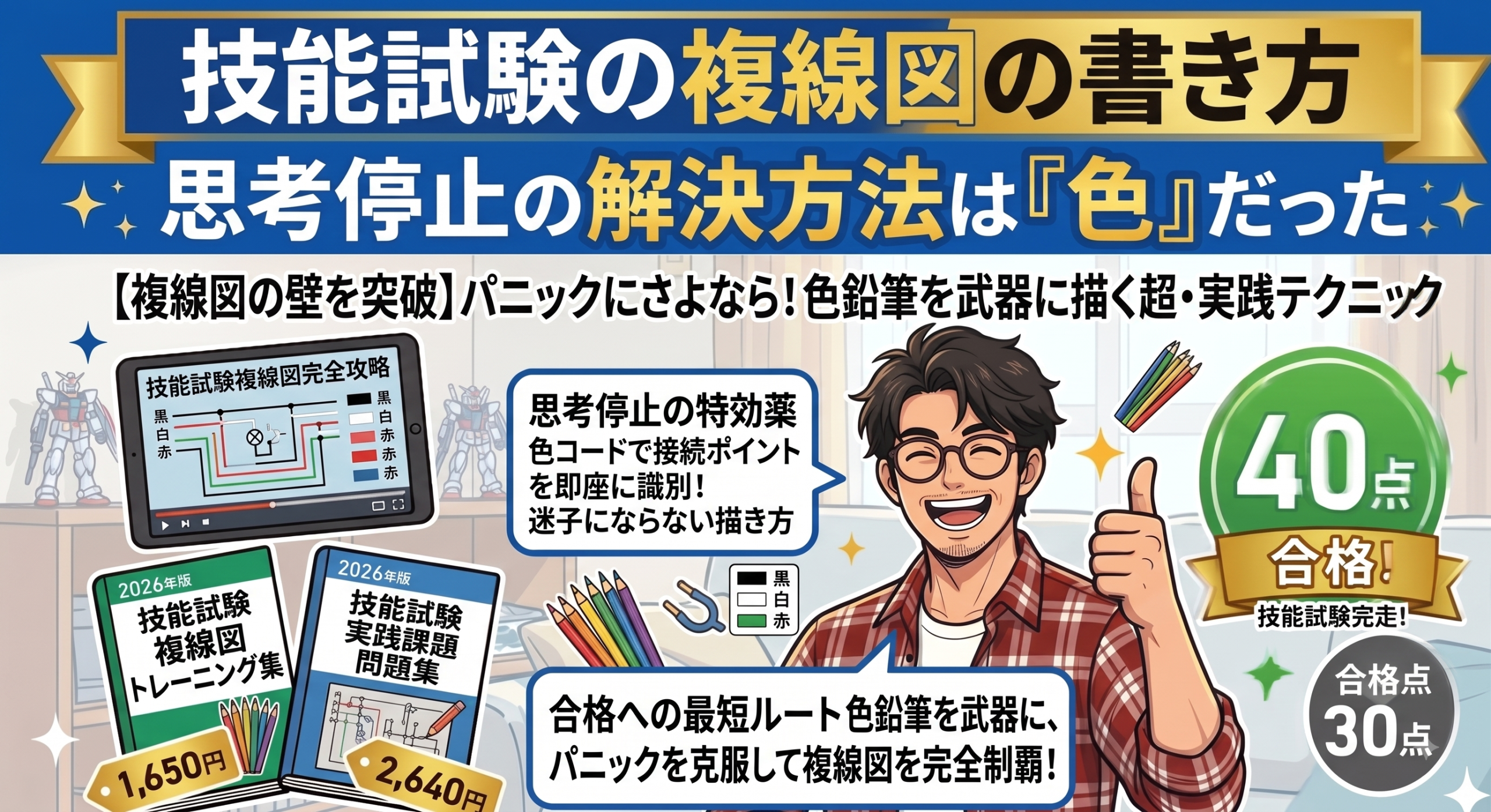 技能試験の複線図の書き方 思考停止の解決方法は「色」