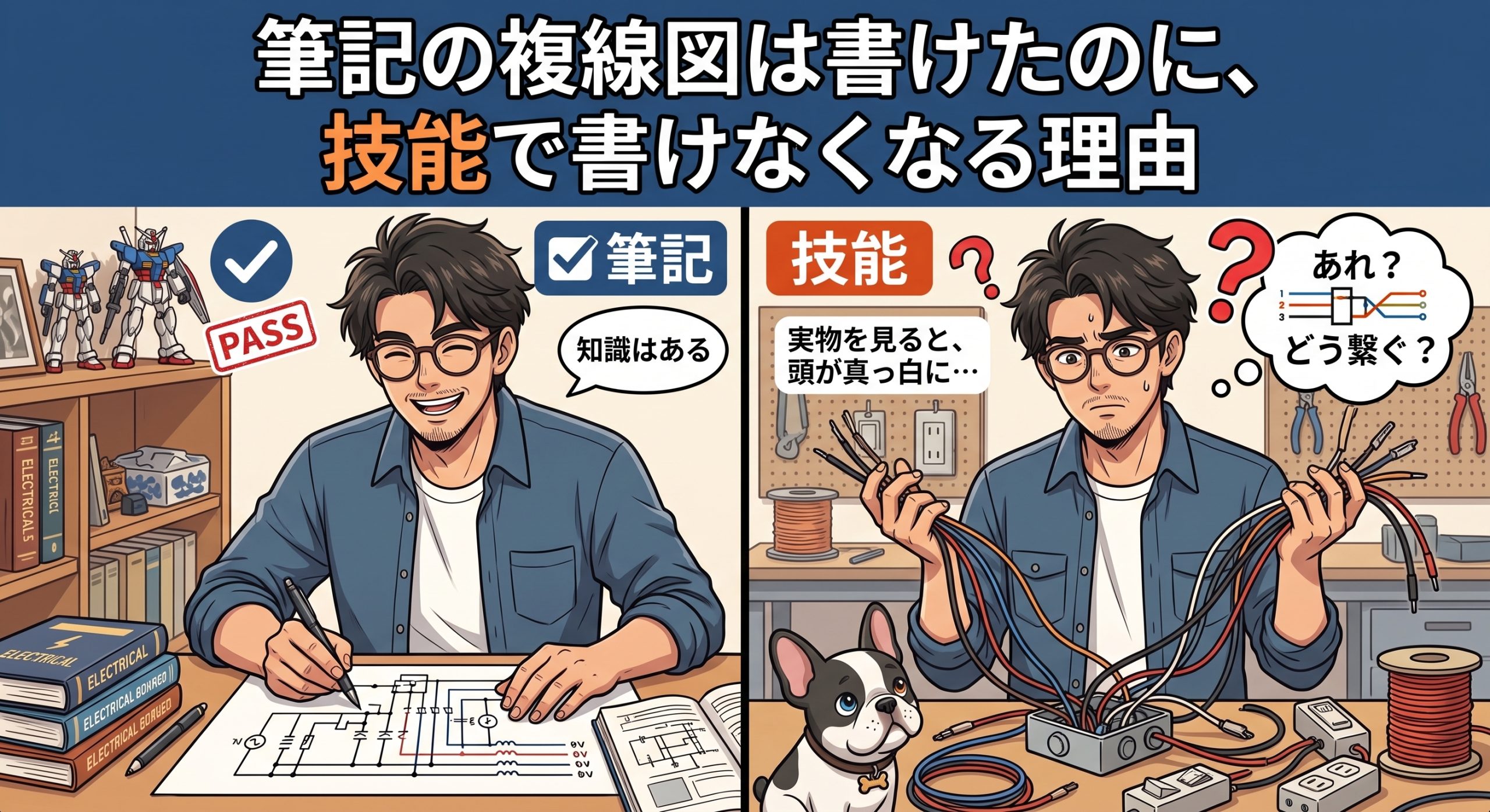 筆記の複線図は書けたのに、技能で書けなくなる理由